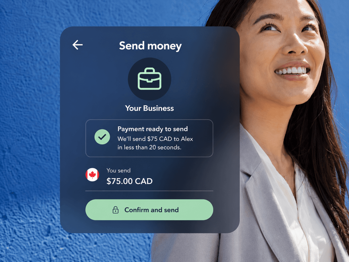 Send money payment confirmation on Morgan
